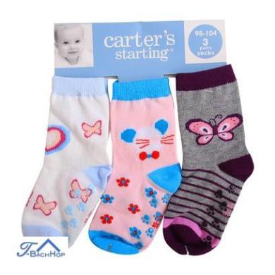 set 3 đôi vớ carter nhiều size cho bé gái, bé trai