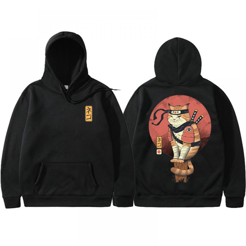 Áo Hoodie Nữ Nam Khoác Nỉ Form Rộng Kiểu Sweater Unisex In Mèo Ninja