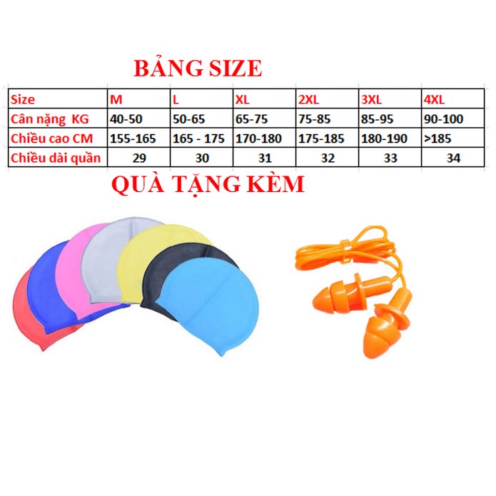 Quần Bơi Nam Tặng Kèm Nón Bơi Silicone Quần Bơi Thiết Kế Sọc Chất Liệu Polyester Spandex Cleacco QBS Boro Sport