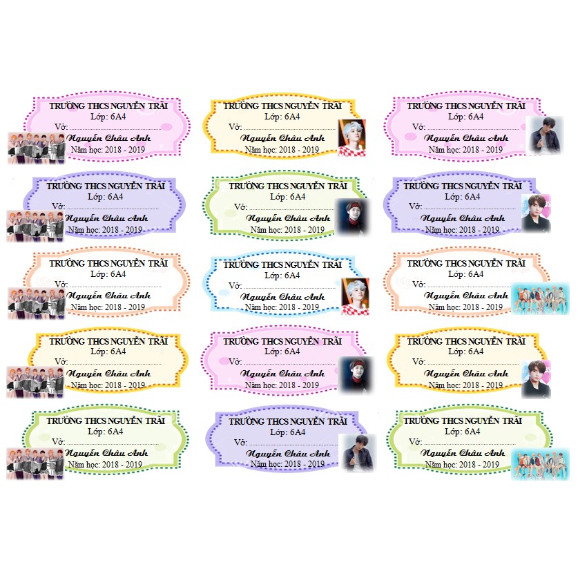 Combo nhãn vở in cho bé 30k/40 nhãn hoặc 160 stickers