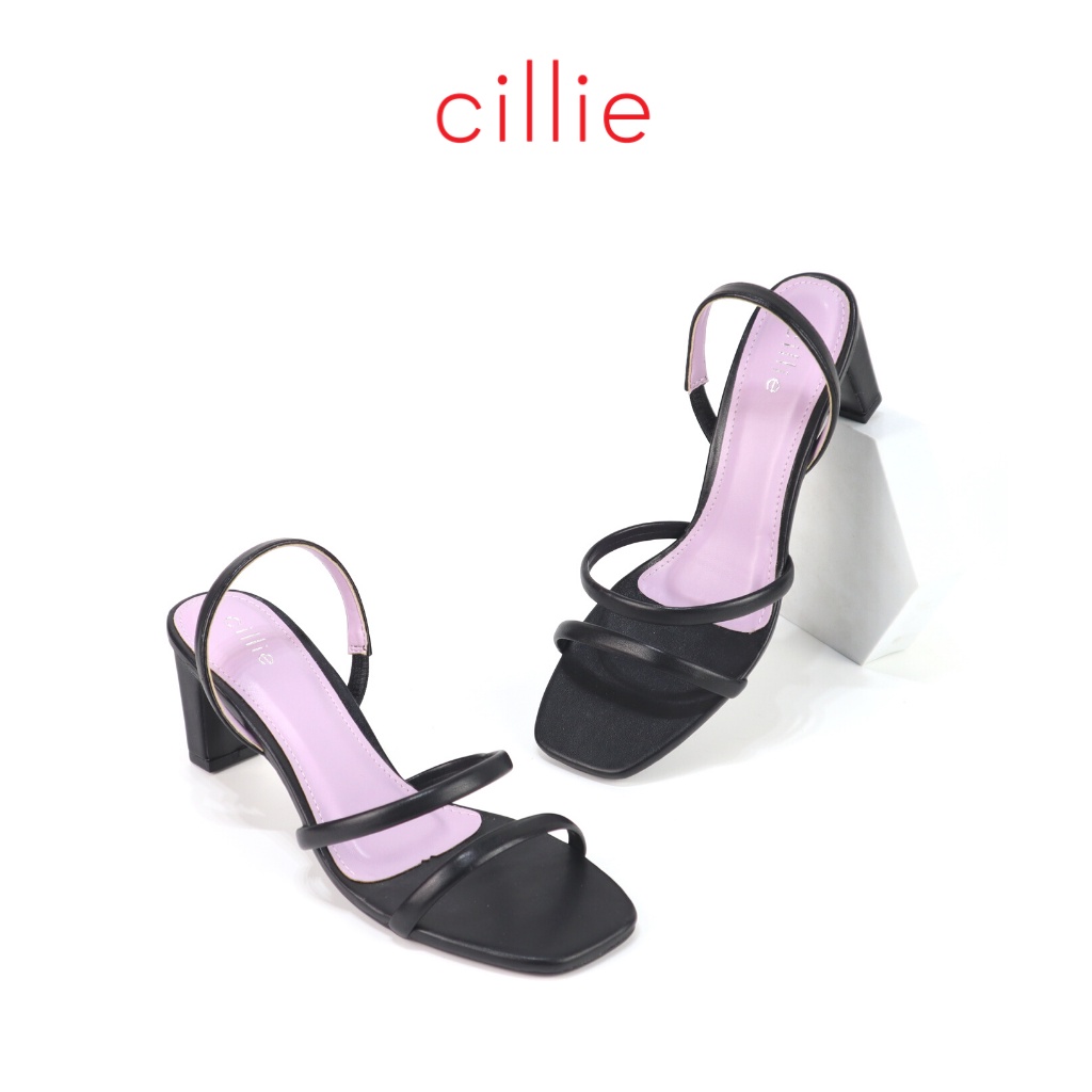 Giày sandal cao gót nữ quai mảnh phối màu mũi vuông gót trụ mang đi làm đi chơi dạo phố Cillie 1166