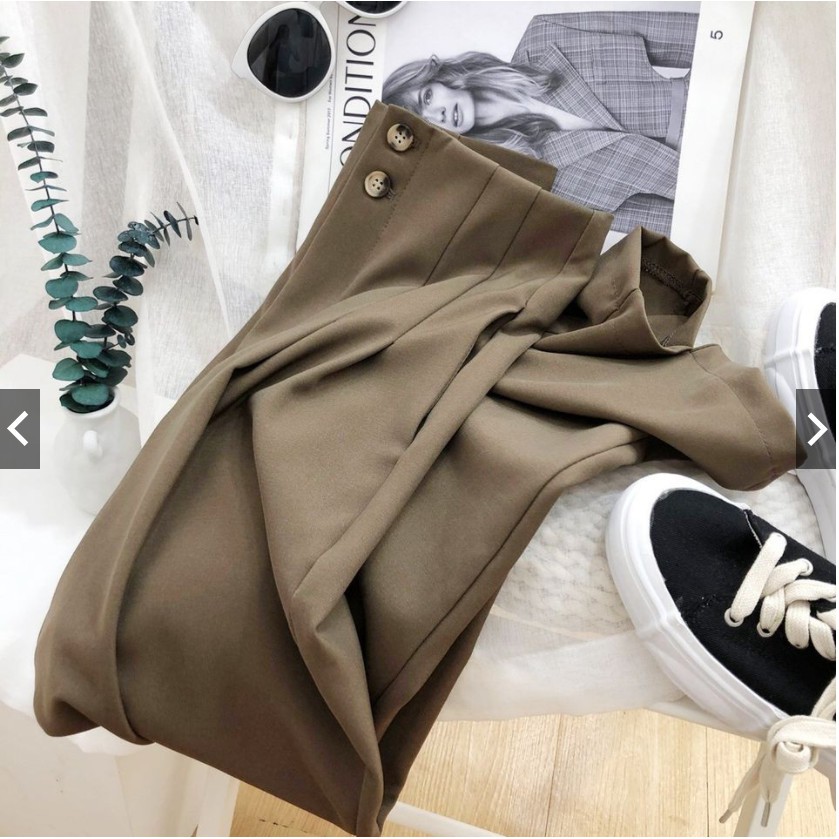 [FORM CỰC ĐẸP] Quần Baggy Cạp Liền Hai Cúc Lên Form Cực Chuẩn
