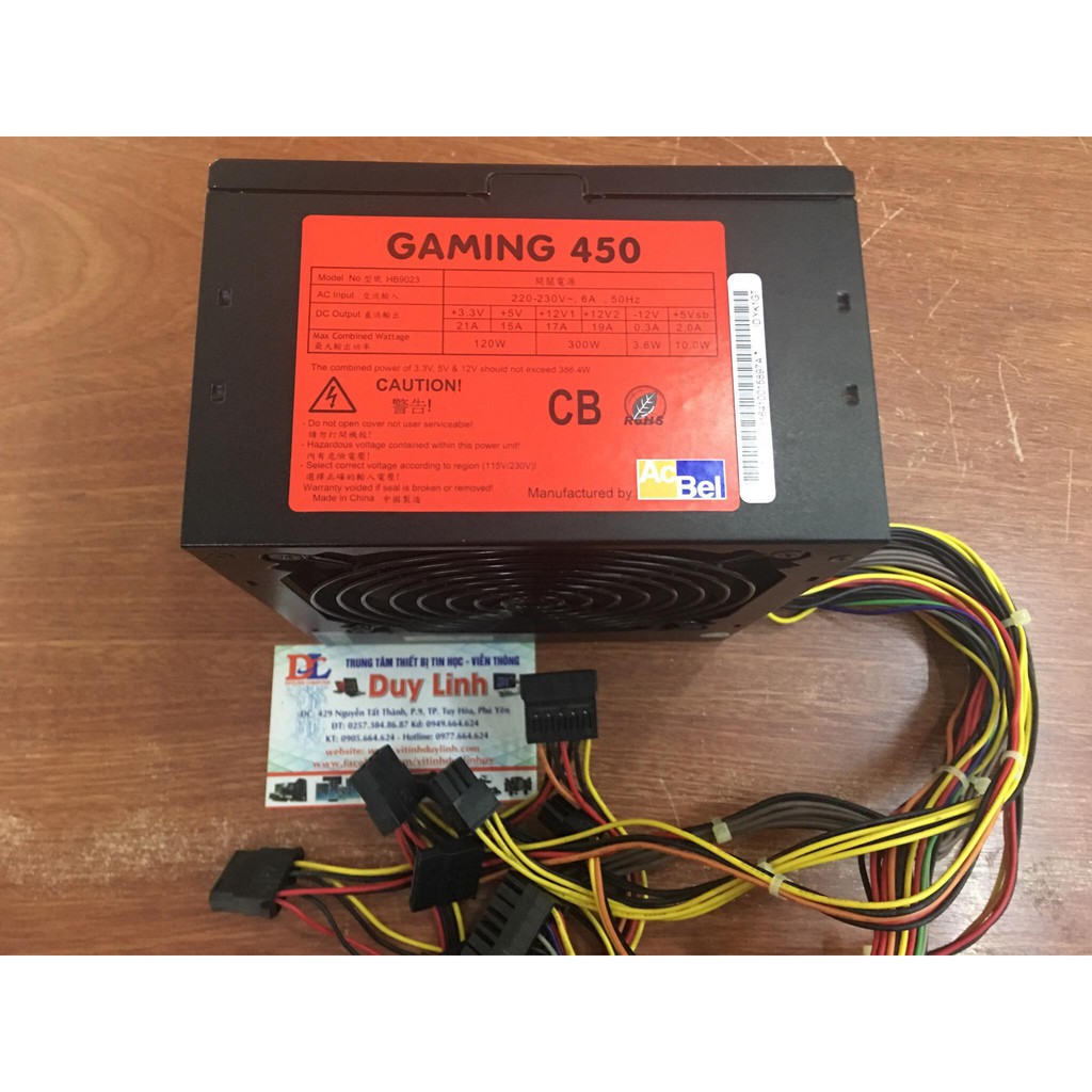 Nguồn công sức thực Acbel Gaming 450 có nguồn 8pin cpu,8pin,6pin cho vga