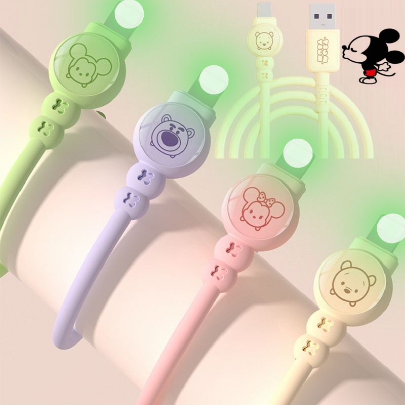 Disney Mickey Mouse Gấu Dâu Tây Lotso Dây Cáp Sạc Nhanh USB Type C Sạc Nhanh Cáp