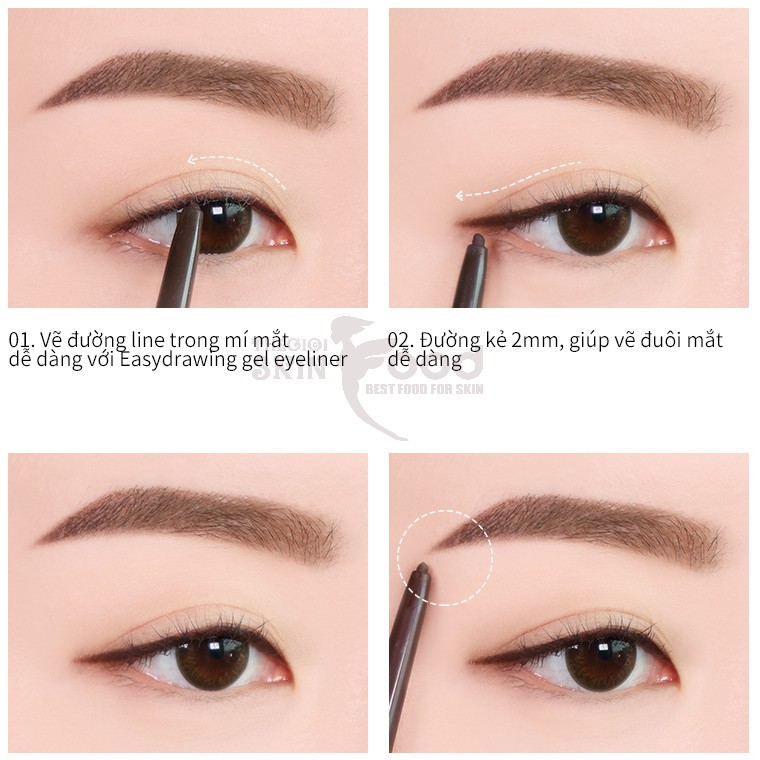 Chì kẻ mắt dạng gel cao cấp, chống trôi, dễ kẻ Hàn Quốc Merzy Easydrawing Gel Eyeliner 0.14g