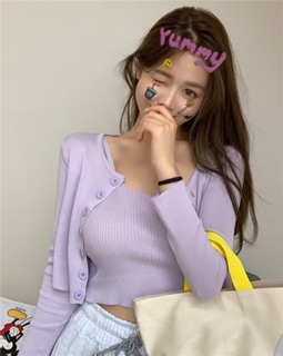 Set áo dây + khoác len gân