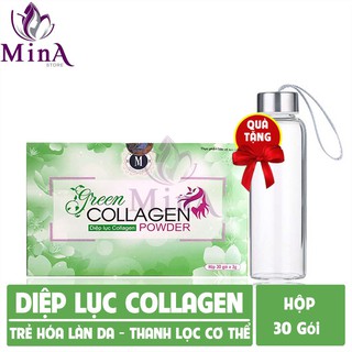 mẫu mới 2021 diệp lục collagen chính hãng hộp 30 gói
