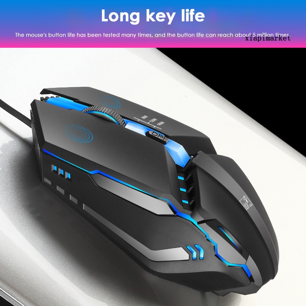 LOP_K3 Ergonomic USB Colorful Breathing Light Wired Gaming Mouse for PC Computer