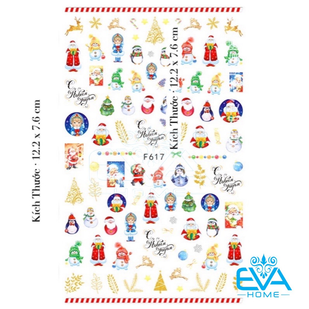 Decal Dán Móng Tay 3D Nail Sticker Hoạ Tiết Trang Trí Noel Giáng Sinh F617