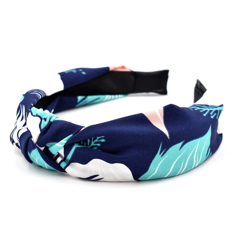 Băng Đô Vải Dạng Nén Thắt Nút Họa Tiết Chim Hồng Hạc Cây Nhiệt Đới Phong Cách Retro Mới Cho Nữ