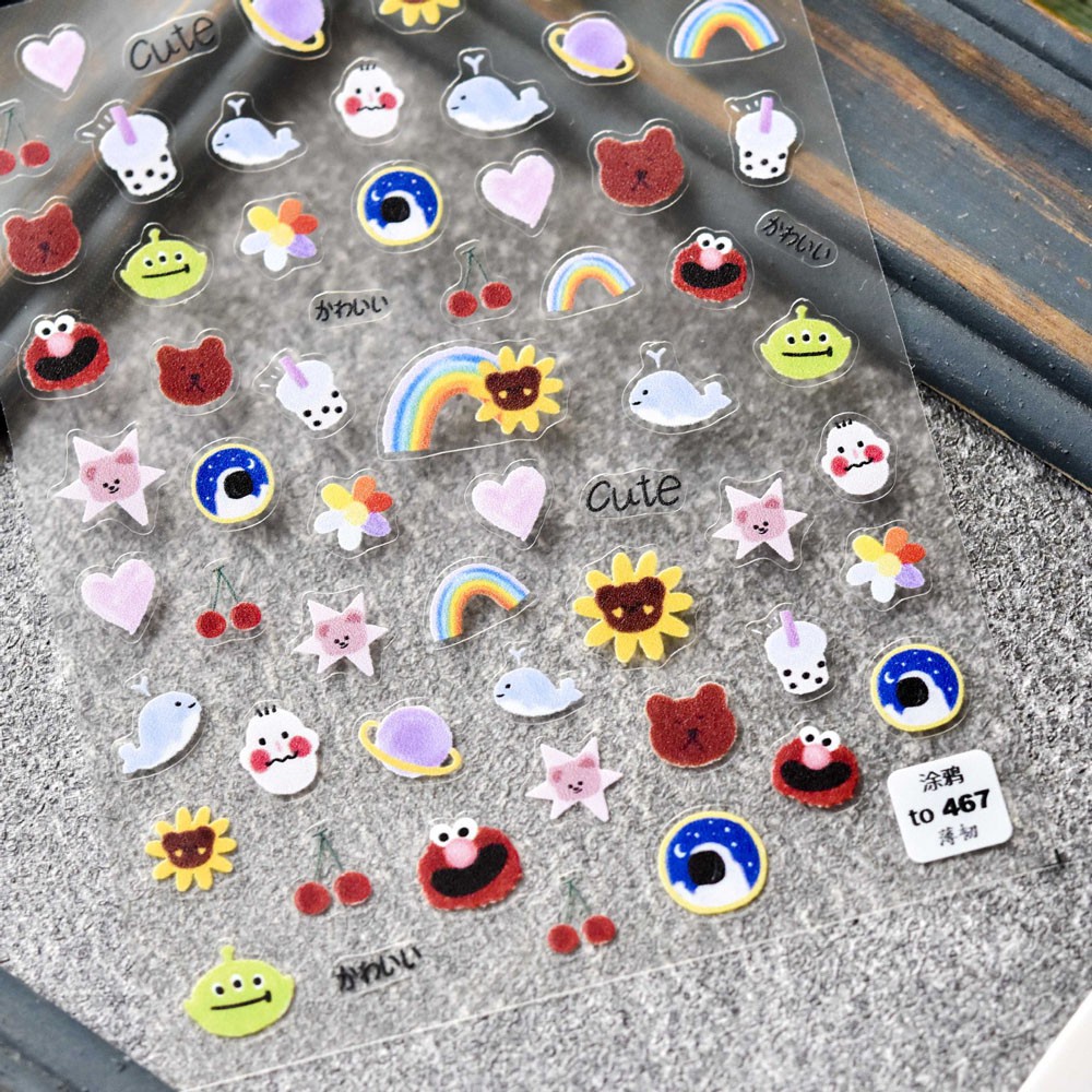 Miếng Dán Trang Trí Móng Tay Hình Hoa Hướng Dương / Chim / Gấu / Trái Tim 3d Diy Mới