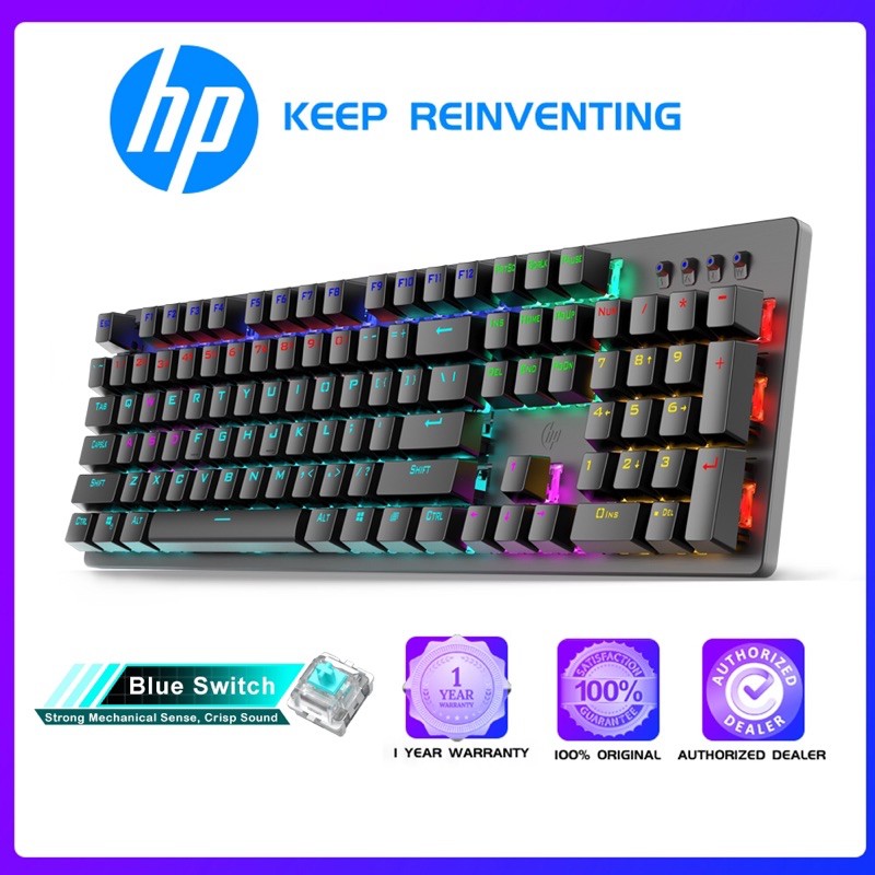 [Mã 2404EL10K giảm 10K đơn 20K] Bàn phím cơ HP gaming K10 fullsize cực chất 20 chế độ led