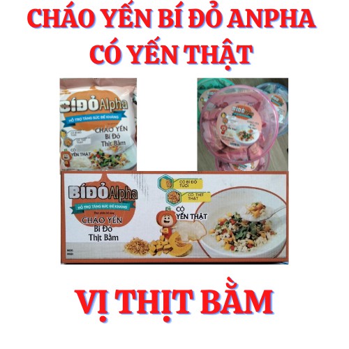 Thùng 30 gói cháo Yến bí đỏ Anpha hỗ trợ tăng sức đề kháng 3 vị gà, sườn heo, thịt bằm 50gr