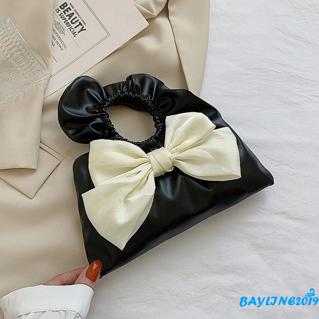 Bay-túi Xách Tote Cao Su Dây Thun Cao Su Co Giãn Có Thắt Nơ Trang Trí Nơ Màu Trắng/Đen Cho Nữ