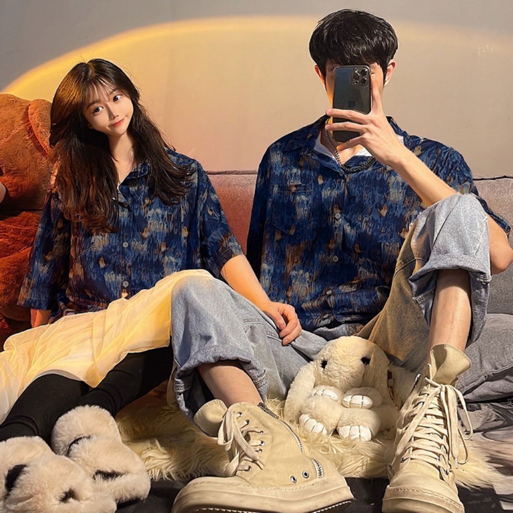 Áo sơ mi vintage from rộng unisex nam nữ , sơ mi nam nữ vải voan lụa mịn mát free size 40kg - 70kg
