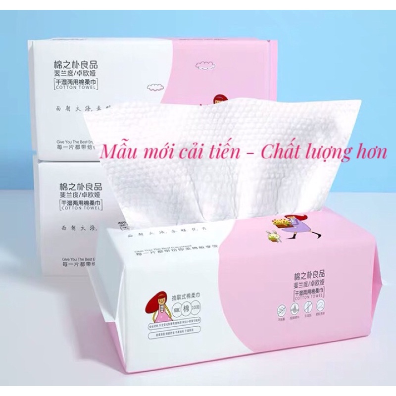 (Gói 100 khăn) Khăn mặt cotton dùng một lần, lau khô, lau ướt, giấy lau mặt dùng 1 lần loại dày