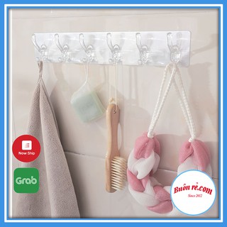  Thanh Treo Đồ Dán Tường 6 Móc Liền Mạch Trong Suốt Siêu Dính 00992