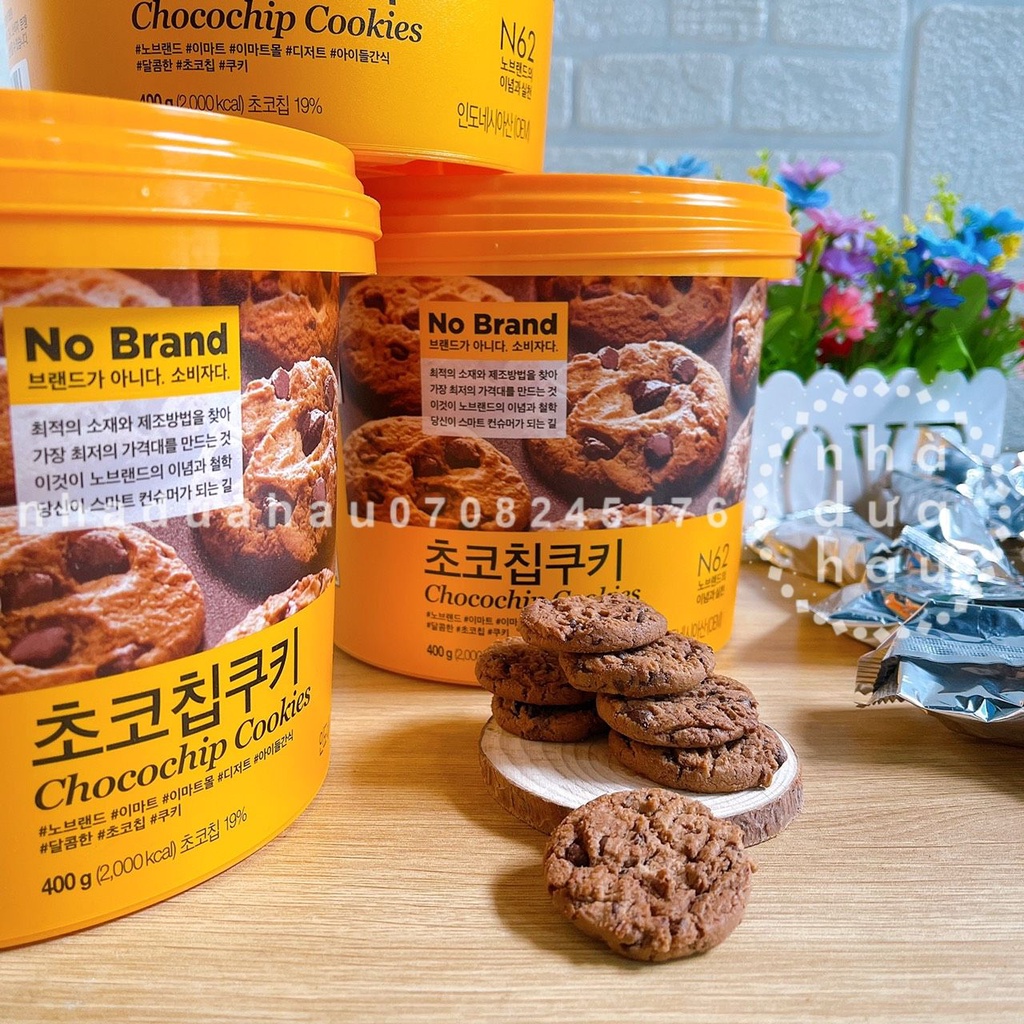 Bánh qui Hàn Quốc 3vị sô cô la chip/ bơ sữa dừa/ bơ truyền thống xô lớn 400g