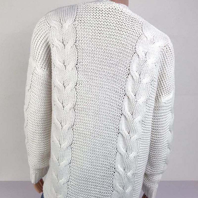 Áo Sweater Dệt Kim Tay Dài Thiết Kế Dây Bện Thời Trang Cho Nữ