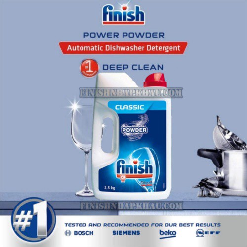 [CHÍNH HÃNG] Hộp bột rửa chén Finish Classic 2,5Kg (250 lần dùng) – (Dành cho máy rửa chén 7 tới 15 bộ)