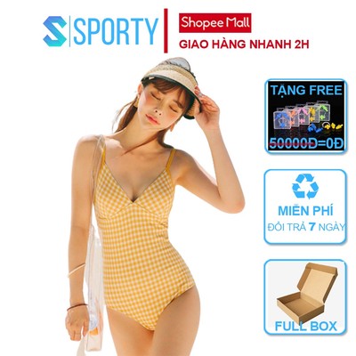Áo tắm nữ kẻ sọc màu vàng trong bộ sưu tập đồ đi biển 2023 SPORTY SW2390