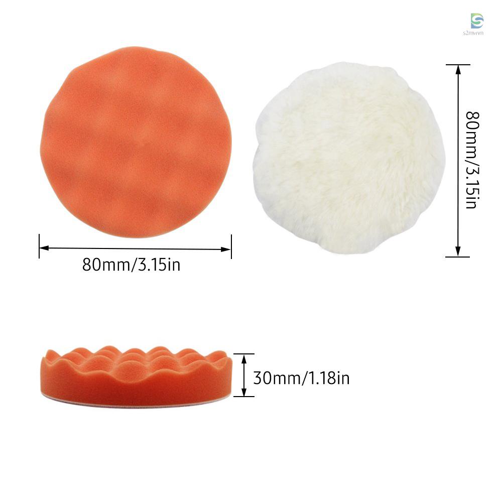 Bộ Dụng Cụ Đánh Bóng Xe Hơi 11 Món 3-inch Bằng Bọt Biển + Đệm Len Tiện Dụng