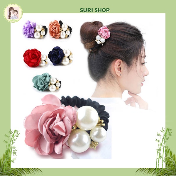 Dây Cột Tóc Dây Buộc Tóc Hoa Hồng Phong Cách sang trọng Xinh Xắn cho nữ, cột tóc, cột tóc hoa đẹp