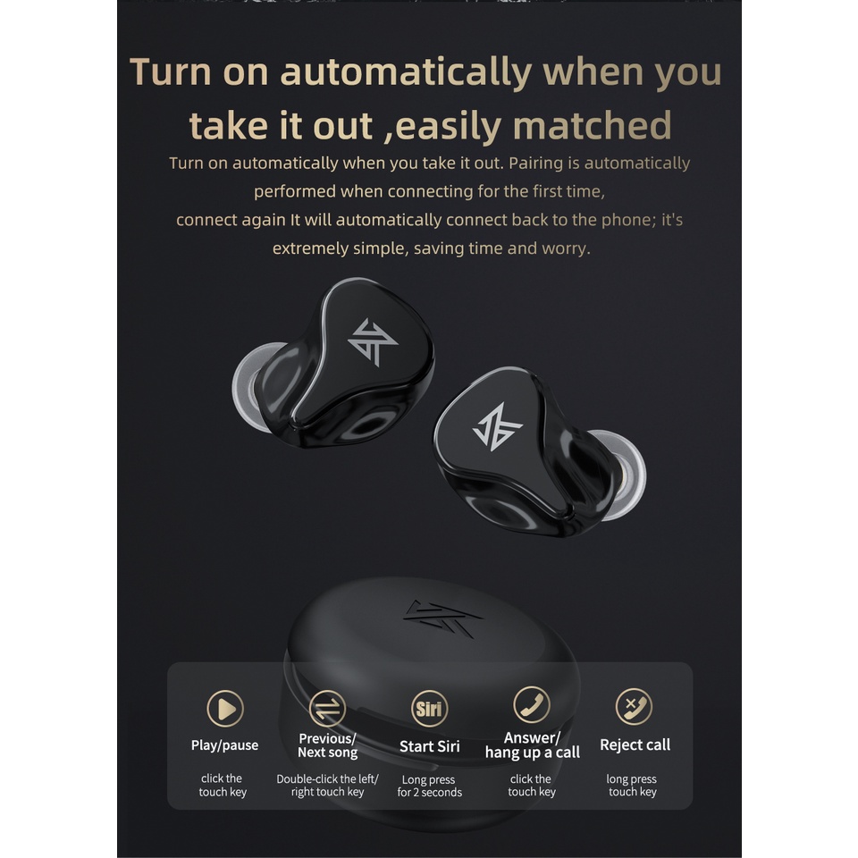 Kz Tai Nghe Nhét Tai z1 pro tws Không Dây Chống Ồn Kết Nối bluetooth hifi Phong Cách Thể Thao