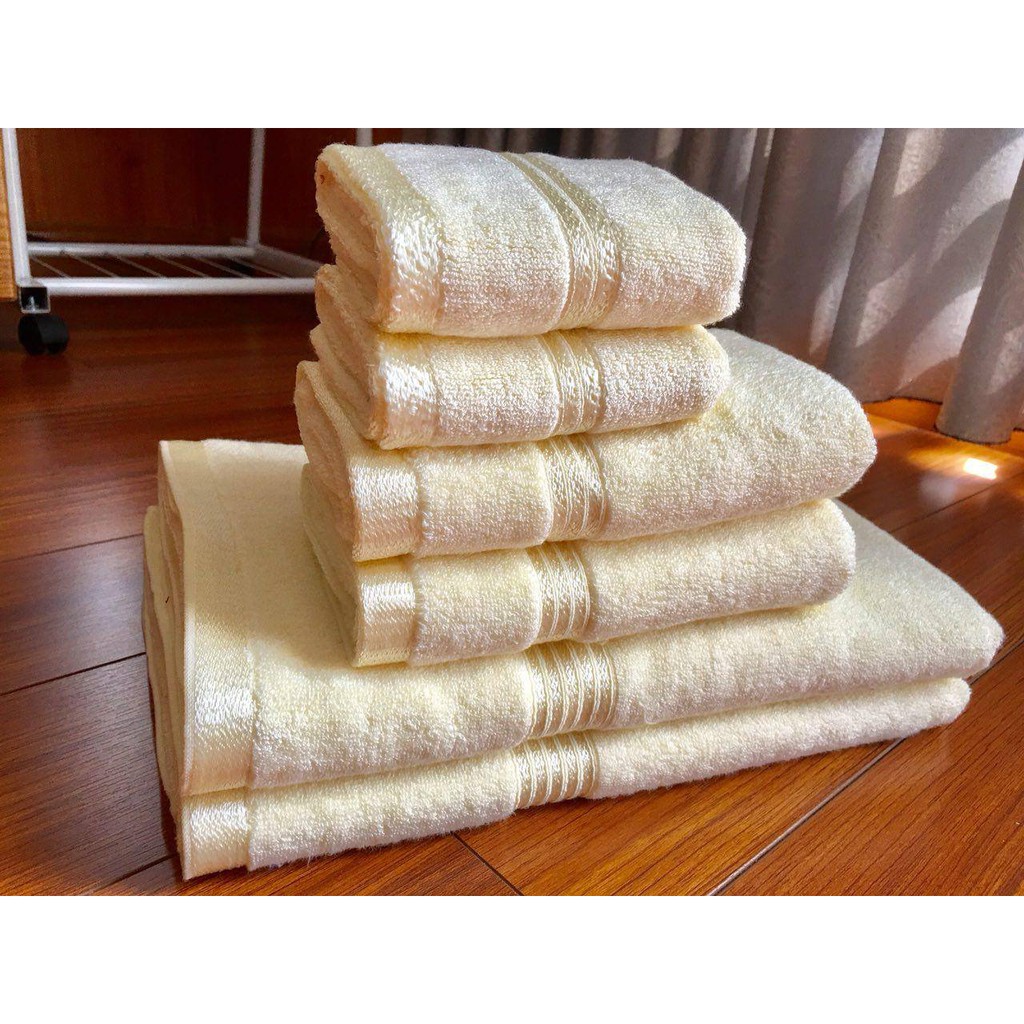 Set 6 khăn sợi modal cao cấp, 2 khăn tắm 65cm* 135cm, 2 khăn lau đầu 35 * 80cm, 2 khăn mặt 30cm * 50cm (Hàng xuất dư)