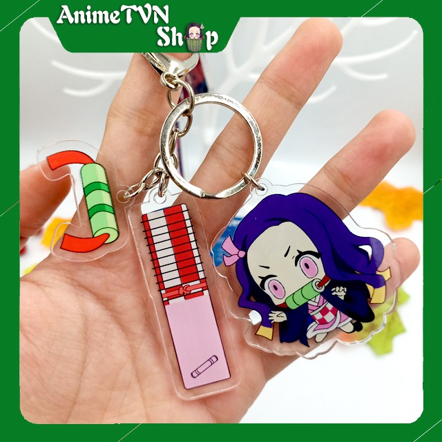 Móc khoá Mica anime Kimetsu No Yaiba 3 món (Kiếm + huy hiệu + nhân vật) - Nhựa Cứng Acrylic In 2 mặt sắc nét