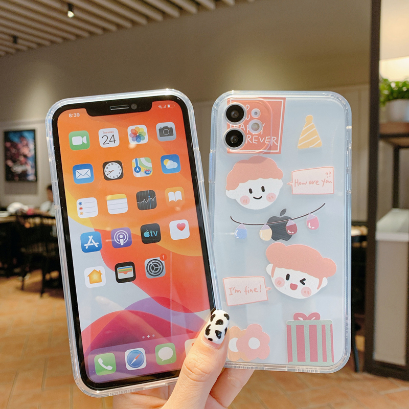 ốp lưng Bằng Silicone Mềm Trong Suốt Hình Cô Gái Dâu Cho Iphone 12 / 11 Pro / Max / Xr / X / Xs Max / 8 / 7 Plus