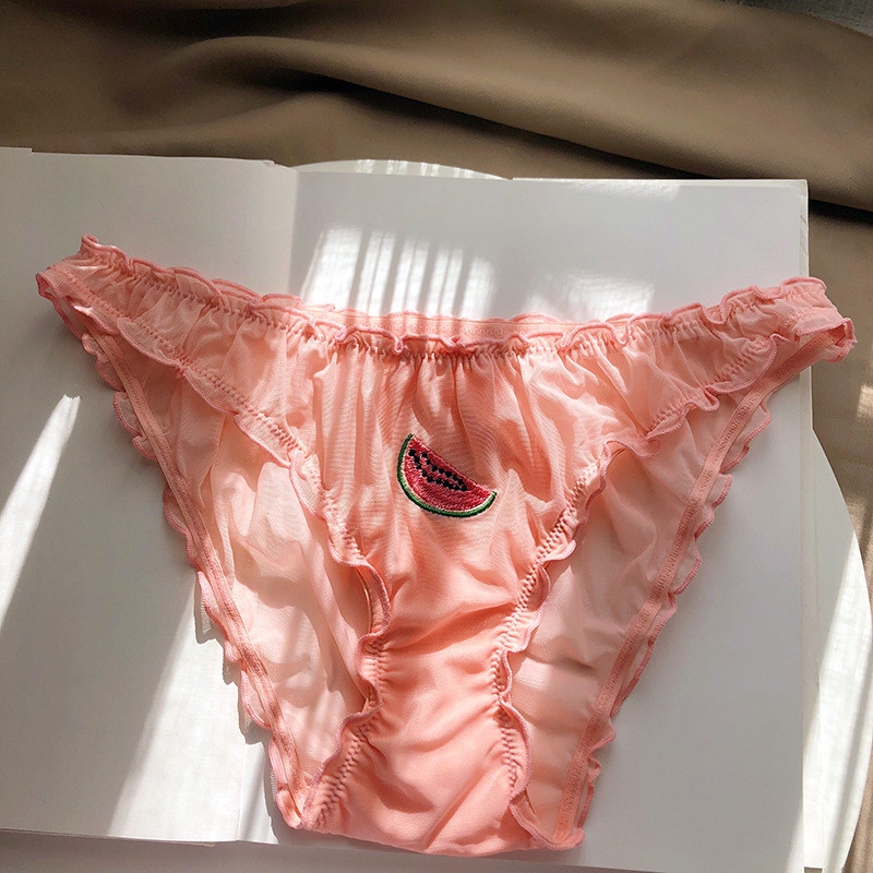 Quần lót TAKETALK phối ren lưng thấp thêu hình trái cây thời trang quyến rũ dành cho nữ