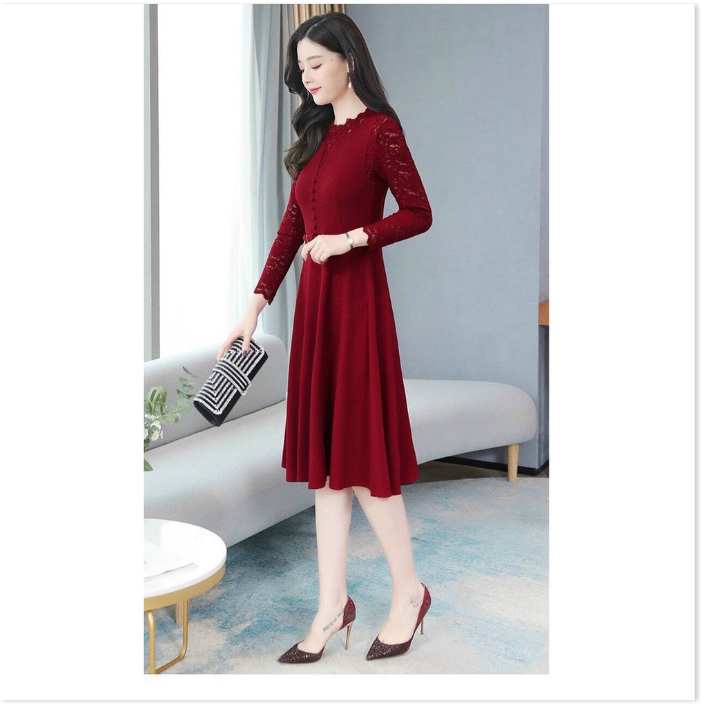 Đầm poly 2 da phối voan nữ siêu xinh cho các chị em KOKO MI STORE