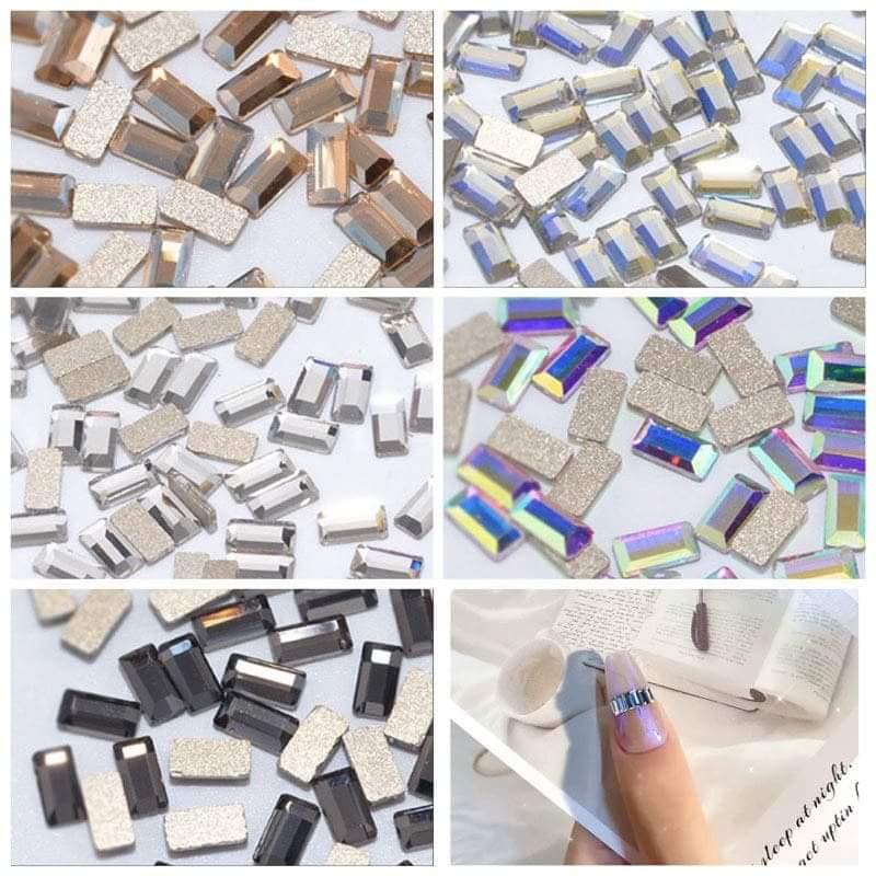 Đá đính móng , Đá nail chân bằng mix mẫu chữ nhật , vuông