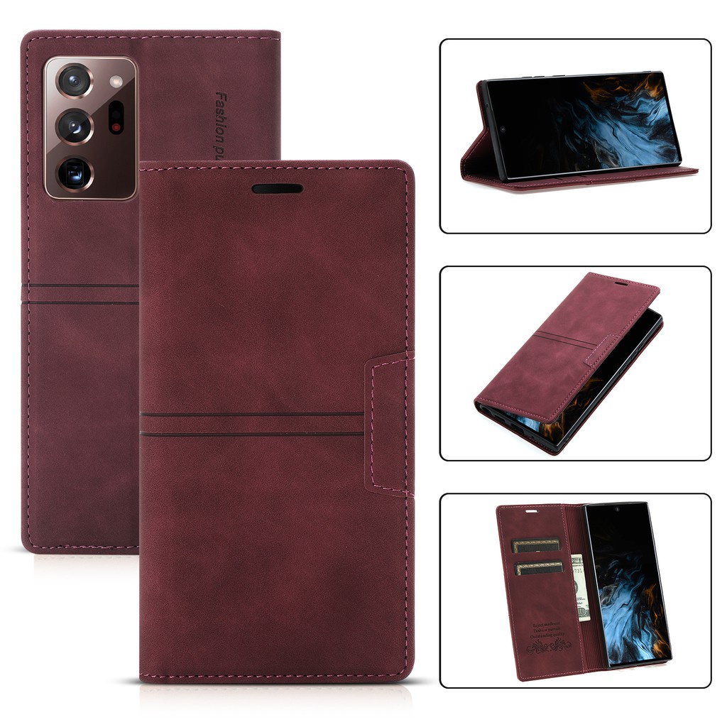 Sang Trọng Bao Da Điện Thoại Nắp Gập Từ Tính Phong Cách Retro Cho Samsung Galaxy Note20 S20 Ultra S20 Plus S20 + S20 Fe 5g Note10 Note10 + Ốp
