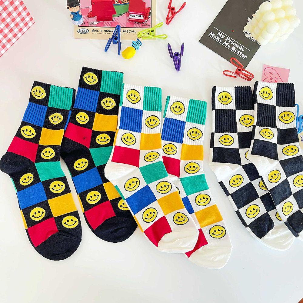 Vớ Cotton Thể Thao In Họa Tiết Mặt Cười Nhiều Màu Sắc Phong Cách Đường Phố Dễ Thương Cho Nam Và Nữ