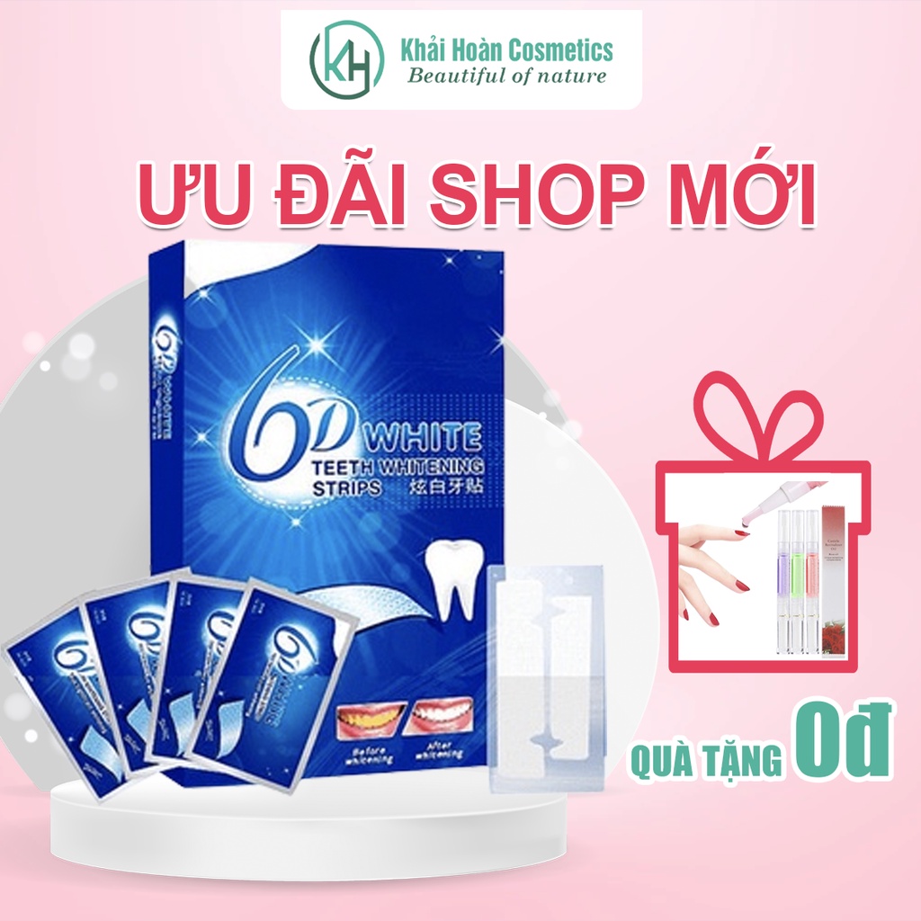 Miếng dán trắng răng 6D White Teeth Whitening Strips, hộp 7 miếng dán trắng răng 6D nội địa Trung