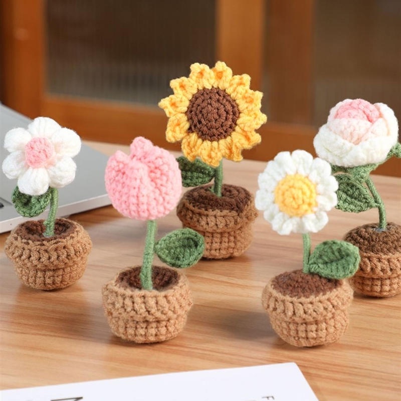 Bộ Dụng Cụ Đan Len Làm Chậu Hoa Thủ Công DIY