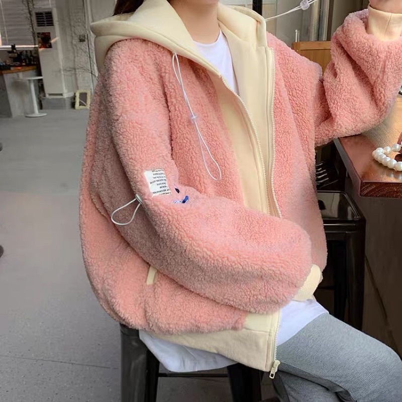 Áo khoác lông cừu hồng pastel 2 lớp dễ thương 🌸🌸🌸
