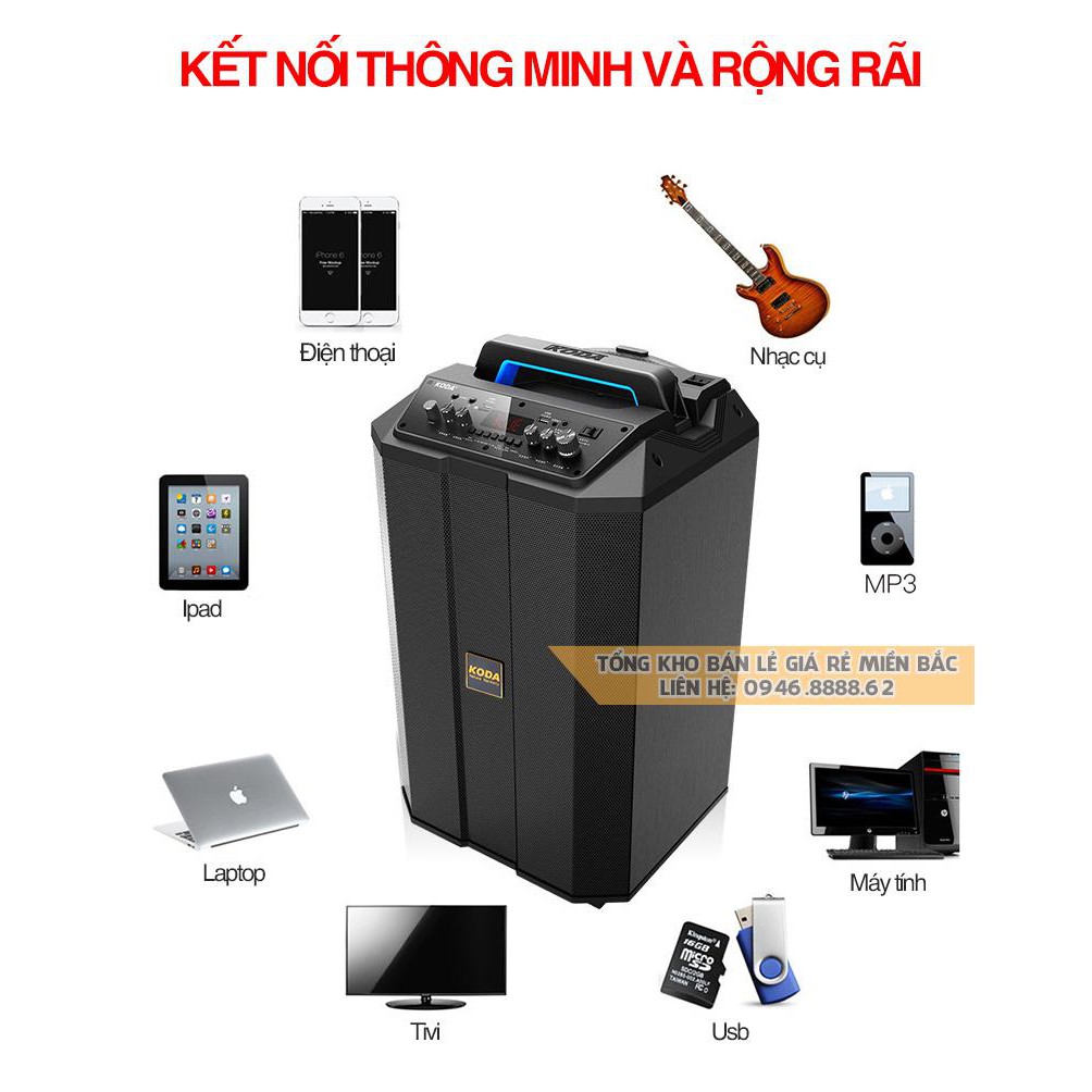 Loa kéo KODA, BLUETOOTH Bass 30  cao cấp - Tặng kèm 02 Micro cao cấp không dây