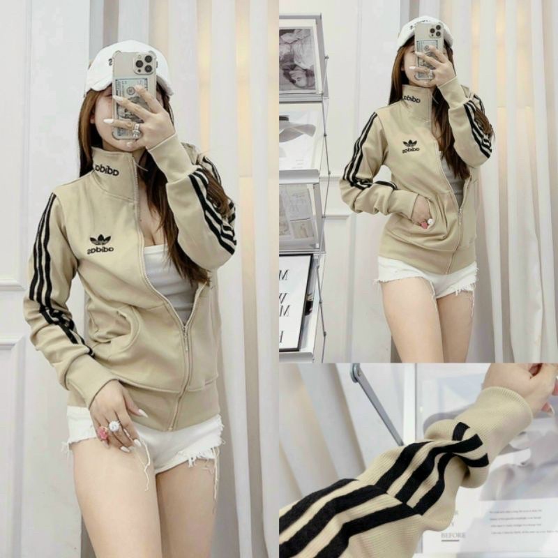 ẢNH THẬT !!!Áo Khoác Phối Sọc Adidas Chất Thun Gân (Freesize dưới 55kg ) Nhiều màu, 4 Túi, Logo thêu