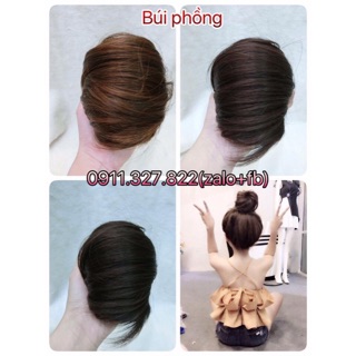 combo búi phồng hotgirl+ mái thưa tóc thật
