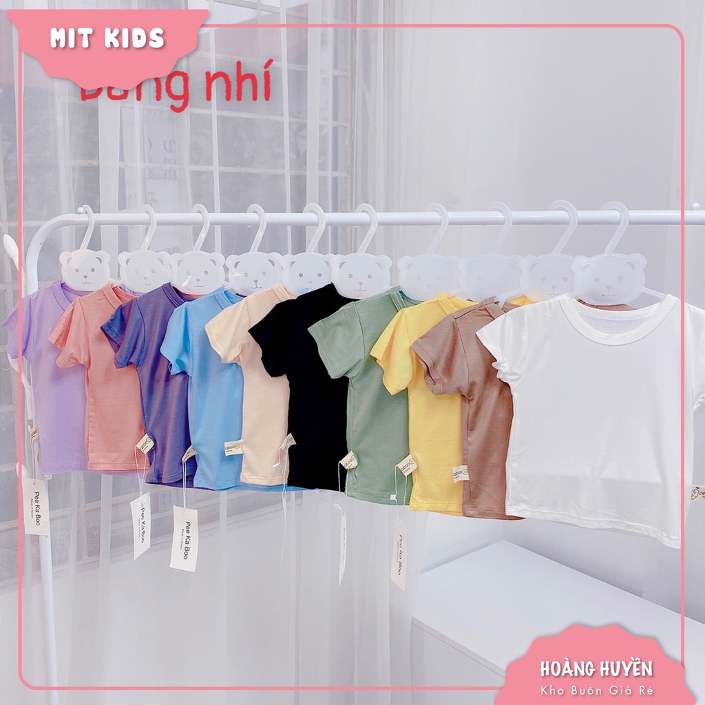 Áo Phông Cộc Tay Cho Bé Chất Thun Lạnh Màu Trơn Peekaboo MITKIDS