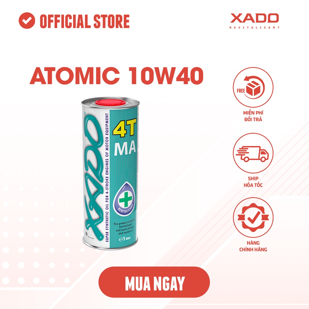 NHỚT NHẬP KHẨU TỔNG HỢP PHỤC HỒI NGUYÊN TỬ XADO ATOMIC OIL 10W-40 4T SUPER SYNTHETIC (XADO 10W40)