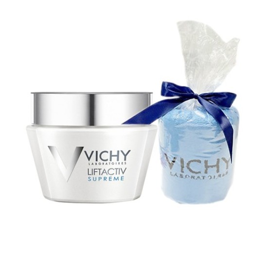 Kem Dưỡng Chống Nhăn Và Săn Chắc Da Ban Ngày Vichy Liftactiv Supreme - 100679444 (50ml) Tặng Khăn Tắm Vichy (Màu Xanh)