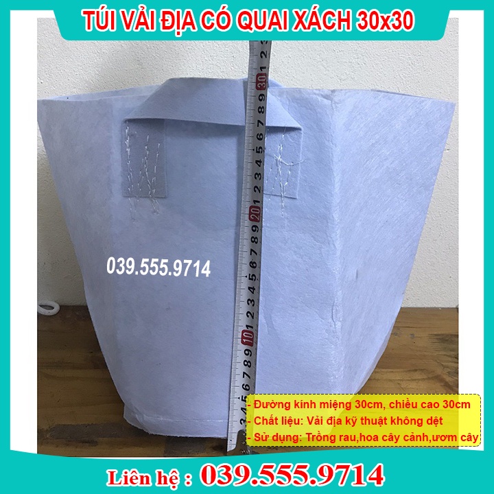 BỘ 10 TÚI VẢI ĐỊA KỸ THUẬT TRỒNG CÂY CÓ 2 QUAI XÁCH SIZE 30x30 BỀN ĐẸP