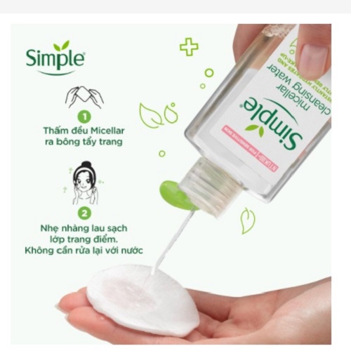 Nước tẩy trang Simple Micellar làm sạch trang điểm vượt trội - không chứa cồn gây khô rát 200ml