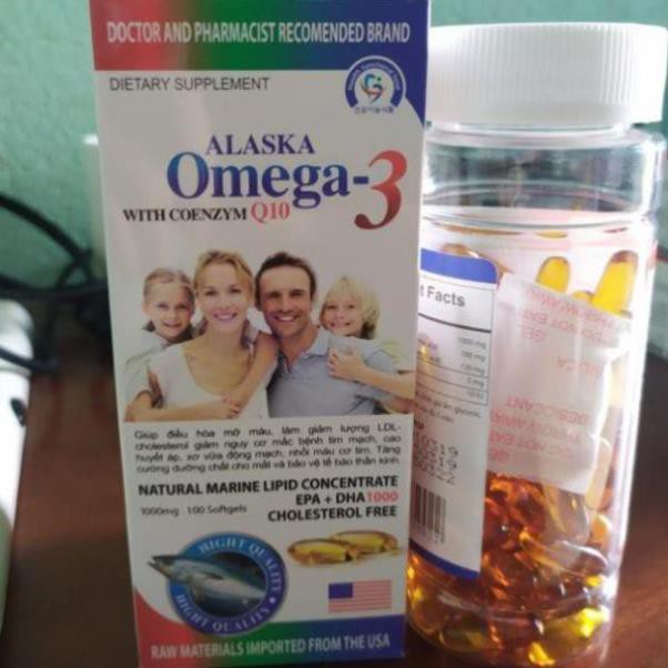 Dầu Cá Alaska Omega 3(100viên) - Bổ Não, Tăng Cường Thị Lực, Giảm Nguy Cơ Mắc Bệnh Tim Mạch, hộp 100viên