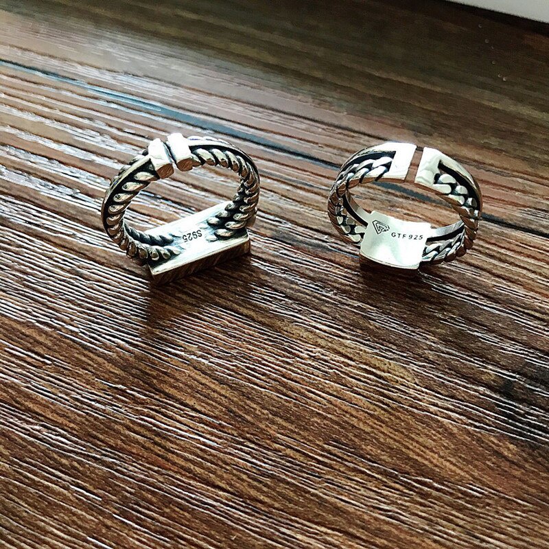 Nhẫn Hở Đính Đá Vuông Màu Vàng / Bạc Điều Chỉnh Được Phong Cách Hip Hop Thời Trang Cho Nữ