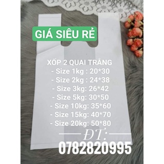 1KG TÚI XỐP HAI QUAI MÀU TRẮNG / TÚI XỐP 2 QUAI SIÊU THỊ